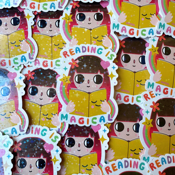 Reading Is Magical Glitter Sticker