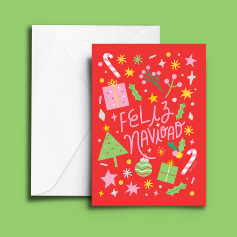 Navidad Red Icons Greeting Card