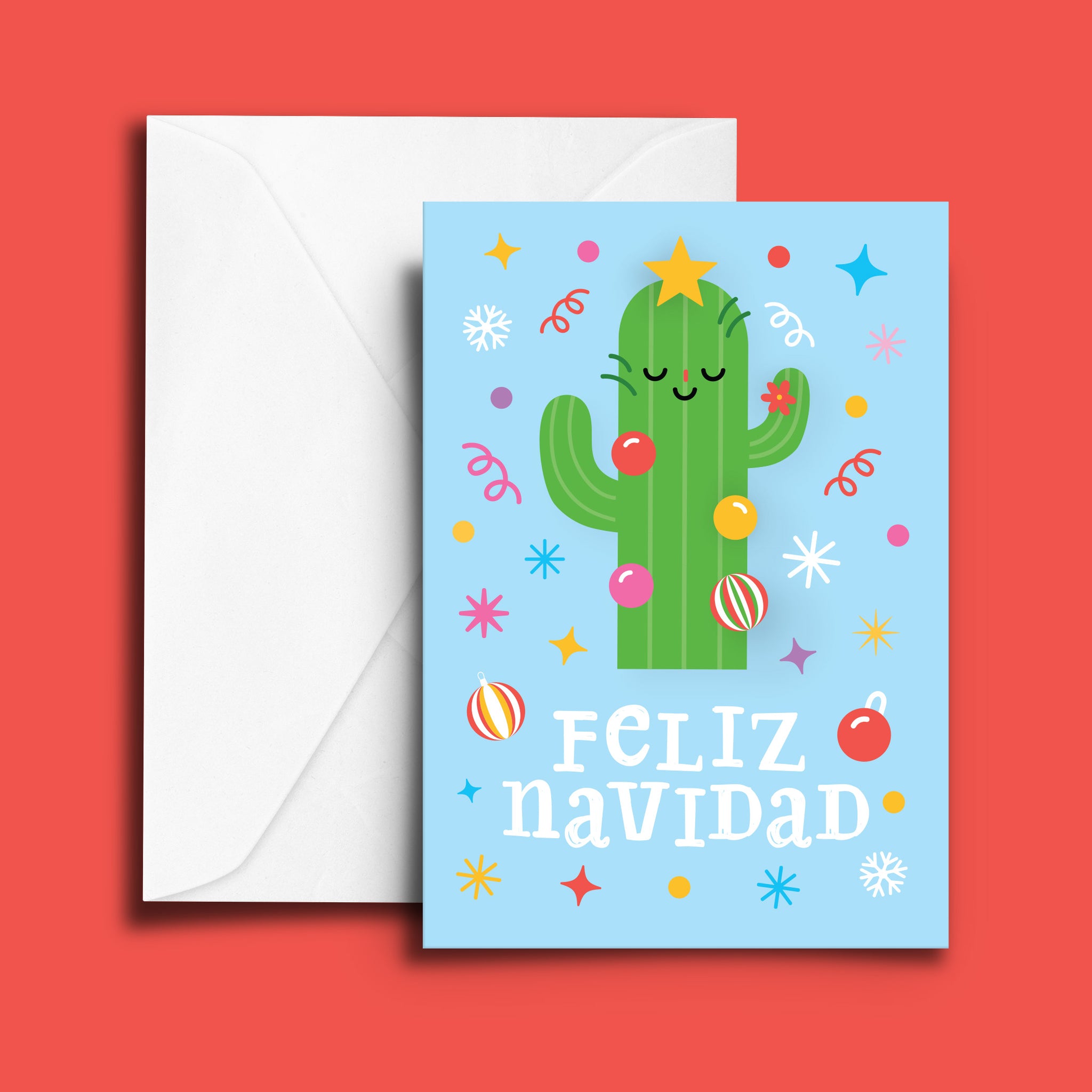 Navidad Blue Cactus Greeting Card