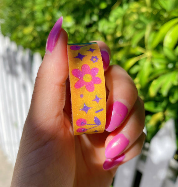Cherry Flowers Glitter Washi Tape