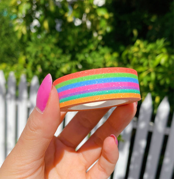 Rainbow Stripes Glitter Washi Tape